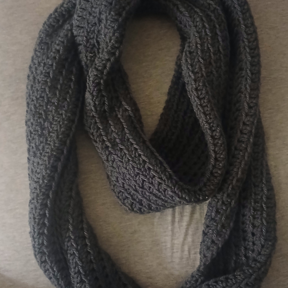 Dark Gray Knit Infinity Scarf